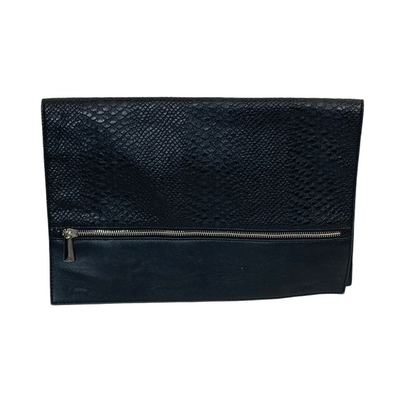Express Oversized Envelope Clutch Faux Snakeskin Black - Picture 1 of 9